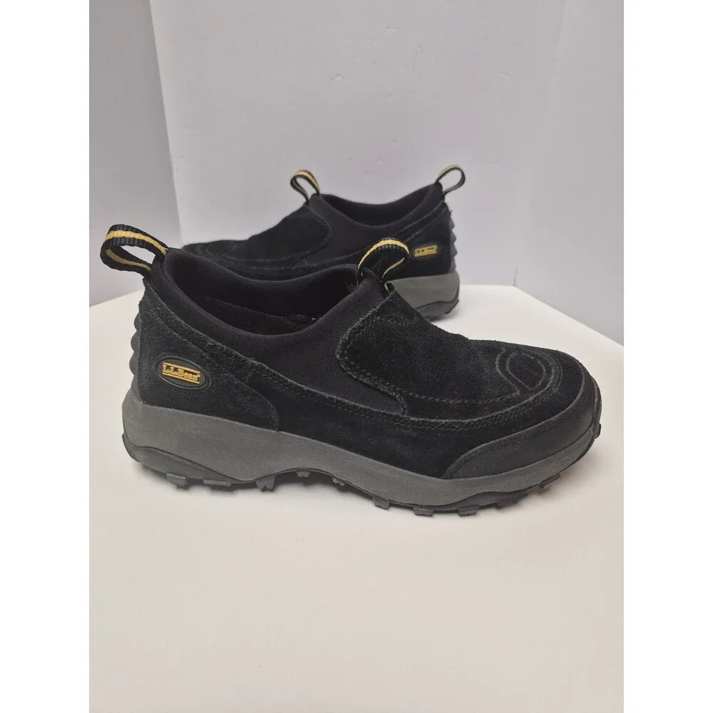 LL Bean Womens Thinsulate Black Suede Slip-On Comfort Shoes Size 7
